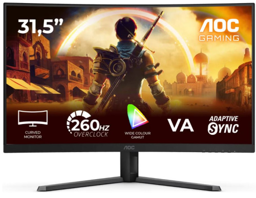 Монитор 31,5" AOC C32G42ZE 1920x1080, WLED, 16:9, VA, 300cd/m, 3500:1, 4мс, 178/178, HDMI, DP, 240Hz, black