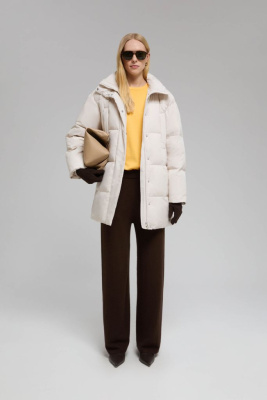 Удлиненный пуховик с натуральным пухом