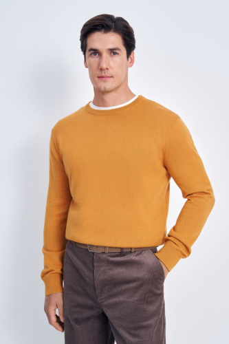 Джемпер из хлопка и шерсти с округлым вырезом