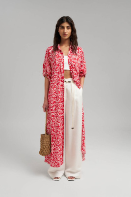 Платье-рубашка длины миди