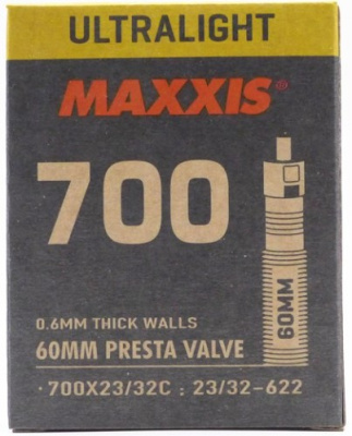 Камера Maxxis Ultralight 28" (облегченная (толщина стенки 0,60 мм) 700x23-32C ниппель 48 мм (спорт))