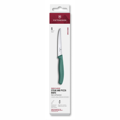 Набор из 6ти кухонных ножей для стейков серрейтор Victorinox Swiss Classic 11 см, нержавеющая сталь, рукоять полипропилен, зеленый