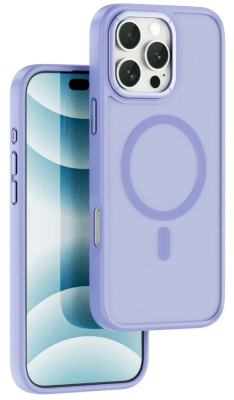 Чехол-накладка Wiwu Armor Pro Magsafe (FGG-012) для iPhone 16 Pro Max пластиковый прозрачно-фиолетовый (фиолетовая рамка)