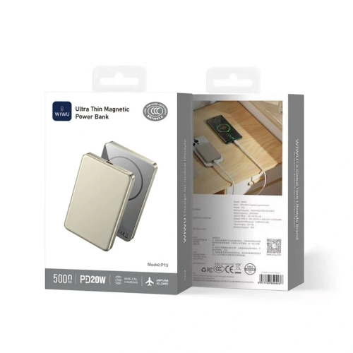Внешний аккумулятор WiWU Ultra Thin Magnetic 10000 mAh 20W (P15) (золотой)