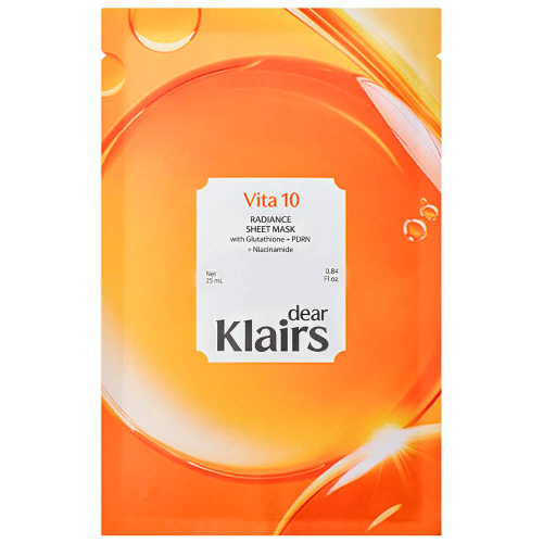 Маска для сияния кожи с ПДРН и витамином C Dear, Klairs Vita 10 Radiance Sheet Mask