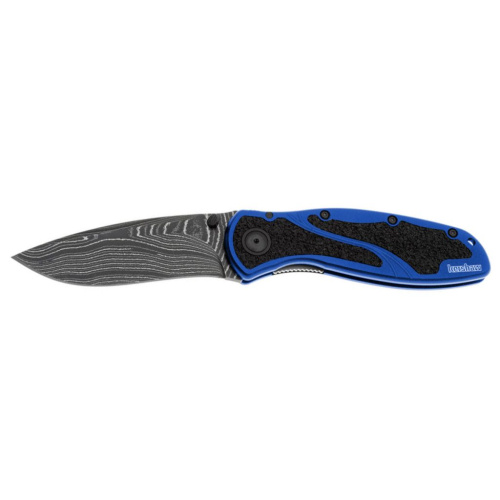 Полуавтоматический складной нож Kershaw Blur, сталь Damascus, рукоять алюминий, синий