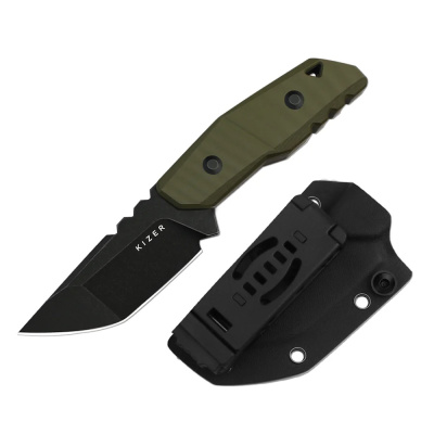 Туристический нож Kizer Quartz, сталь AEB-L, рукоять G10, зеленый