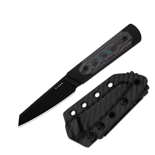 Туристический нож Kizer Hallow Camo Jazzy, сталь 10V, рукоять алюминий/карбон