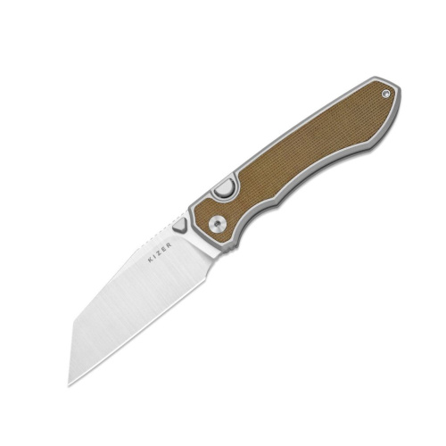 Складной нож Kizer Wharning, сталь S45VN, рукоять алюминий/микарта, коричневый