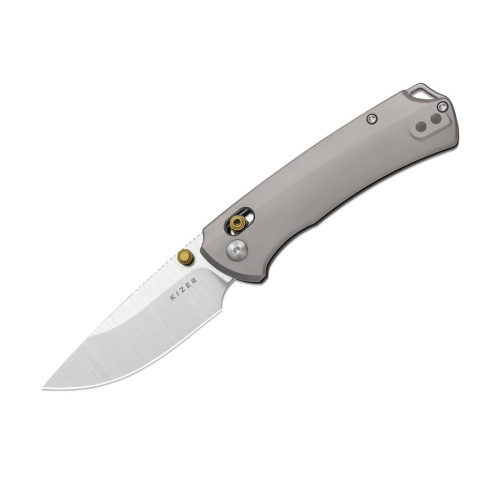Складной нож Kizer T1 CD, сталь M390, рукоять титан, серый