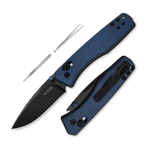 Складной нож Kizer Aegis, сталь AEB-L, рукоять алюминий, синий