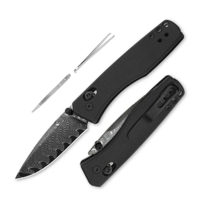 Складной нож Kizer Aegis, сталь Damascus, рукоять G10, черный