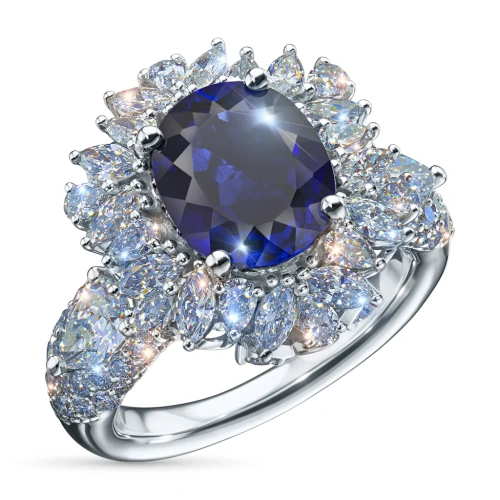 Кольцо из белого золота с сапфиром э4758кц01210407