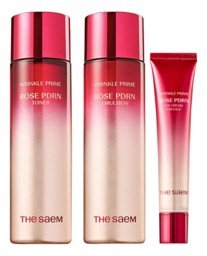 Набор для лица Wrinkle Prime Rose PDRN Skin Care (тонер 150мл + эмульсия 150мл + крем д/кожи вокруг глаз 40мл)