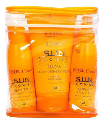 Набор для волос Curex Sun Flower (шампунь Увлажнение и питание 100мл + маска Восстановление и защита 150мл + спрей Увлажнение100мл)