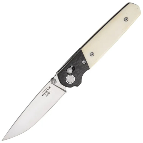 Складной нож Bear & Son Cutlery Lawman, сталь D2, рукоять кость/карбон, белый