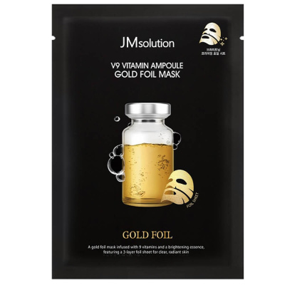 Фольгированная маска с витаминами JMsolution V9 Vitamin Ampoule Gold Foil Mask