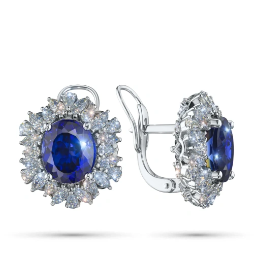 Серьги из белого золота с сапфирами э4758сг01210407