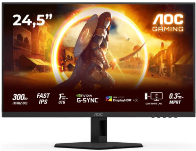 Монитор 24,5" AOC 25G4SRE 1920x1080, WLED, 16:9, FAST IPS, 400cd/m, 1000:1, 1ms, 178/178, HDMI, DP, 310Hz, black