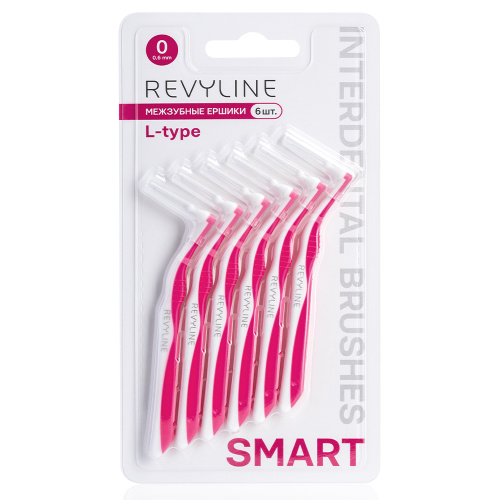 Ершики межзубные Revyline Smart L-type, размер 0 (0,40 мм) розовые, 6 шт.