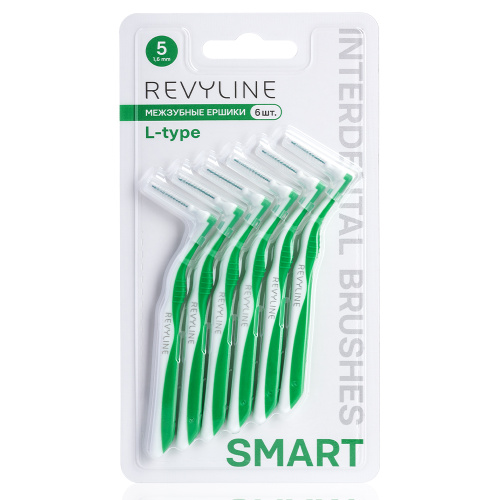 Ершики межзубные Revyline Smart L-type, размер 5 (1,60 мм) зеленые, 6 шт.