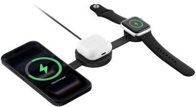 Беспроводное зарядное устройство Rocket Keep 3 в 1 c MagSafe Чёрное