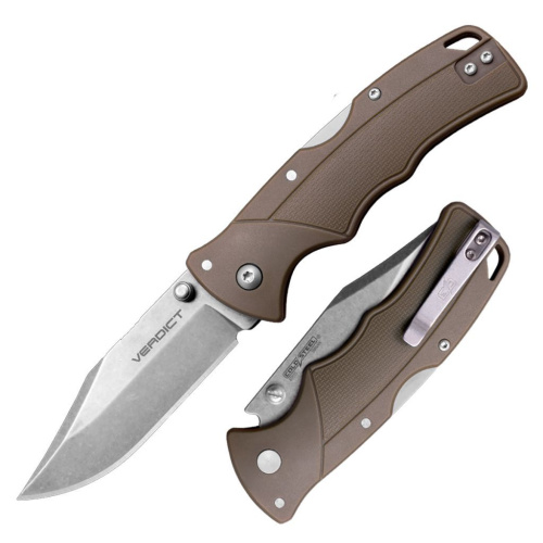 Нож складной Cold Steel Verdict, сталь 1.4116, рукоять термопластик GFN, коричневый