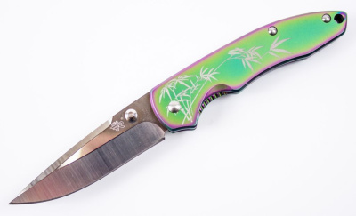 Складной нож SanRenMu 7073LUX-SP, сталь 12C27, рукоять нержавеющая сталь, градиент