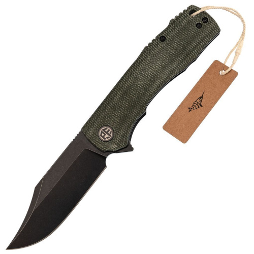 Складной нож Petrified Fish Victor Green, сталь K110, рукоять микарта