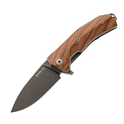 Нож складной LionSteel KUR BST Santos Wood, сталь Stonewashed & PVD-Coated Uddeholm Sleipner®, рукоять палисандр