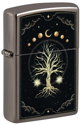 Зажигалка ZIPPO Mystic Nature Design с покрытием Black Ice®, латунь/сталь, черная