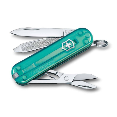 Нож перочинный Victorinox Classic SD Colors, Tropical Surf (0.6223.T24G) бирюзовый полупрозрачный, 7 функций 58мм