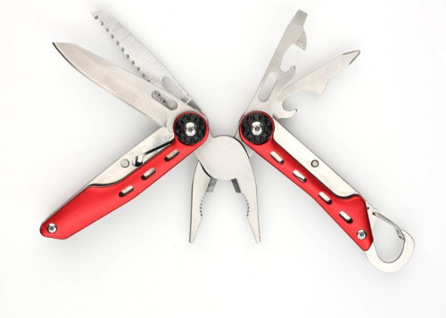Мультитул Stinger, сталь (красный), 10 инструментов, нейлоновый чехол, коробка картон