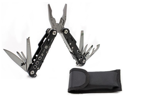 Мультитул Stinger MT-MQ007-BK, сталь/алюминий, 9 инструментов, нейлоновый чехол