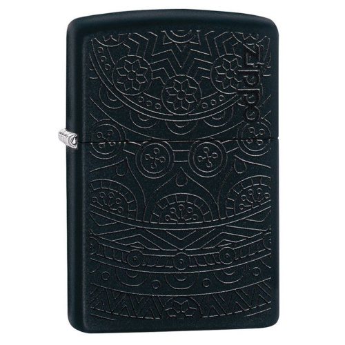 Зажигалка ZIPPO Tone on Tone Design с покрытием Black Matte, латунь/сталь, чёрная, 36x12x56 мм