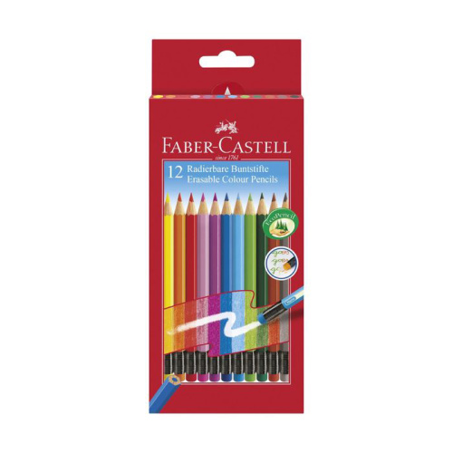 Набор карандашей цветных Faber-castell "Grip-2001" 12 цв с ластиками в картоне