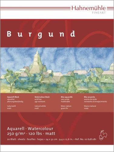 Альбом-склейка для акварели Hahnemuhle "Burgund" 24x32 см 20 л 250 г 100% целлюлоза