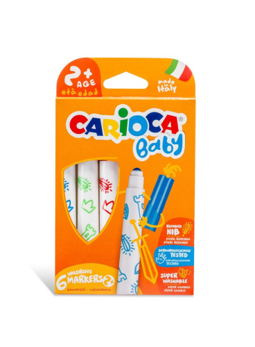 Набор фломастеров Carioca "Baby" 6 цв, утолщенные, смываемые