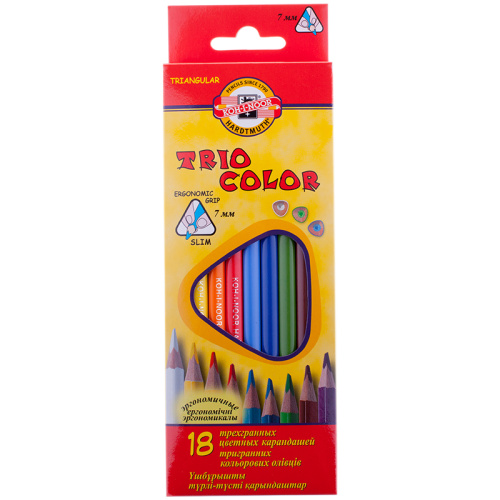 Набор карандашей цветных Koh-I-Noor "TrioColor" 18 цв., трехгран., заточенные