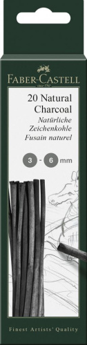 Набор угля натурального Faber-castell "Pitt Monochrome" 12 шт 3-6 мм в картонной коробке