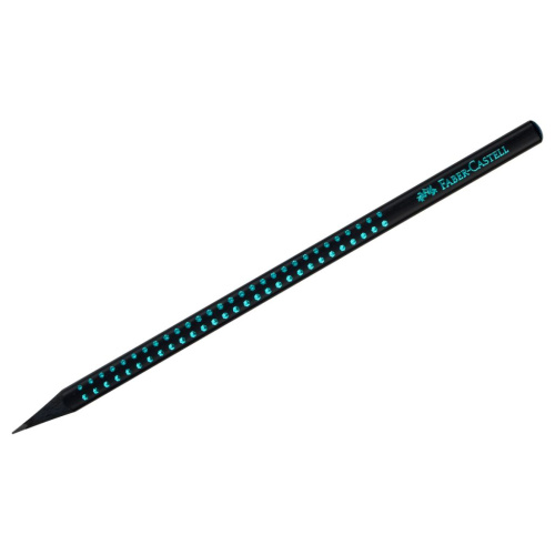 Карандаш чернографитный Faber-Castell "Sparkle Black" B, трехгранный, заточен., черный/голубой метал