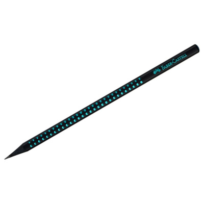 Карандаш чернографитный Faber-Castell "Sparkle Black" B, трехгранный, заточен., черный/голубой метал