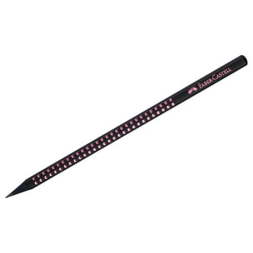 Карандаш чернографитный Faber-Castell "Sparkle Black" B, трехгранный, заточен., черный/розовый