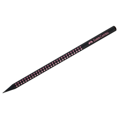 Карандаш чернографитный Faber-Castell "Sparkle Black" B, трехгранный, заточен., черный/розовый