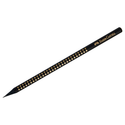 Карандаш чернографитный Faber-Castell "Sparkle Black" B, трехгранный, заточен., черный/золотой