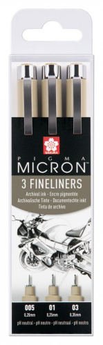 Набор капиллярных ручек Sakura "PIGMA MICRON" 3 шт (0,2 мм, 0,25 мм, 0,35 мм) Черный