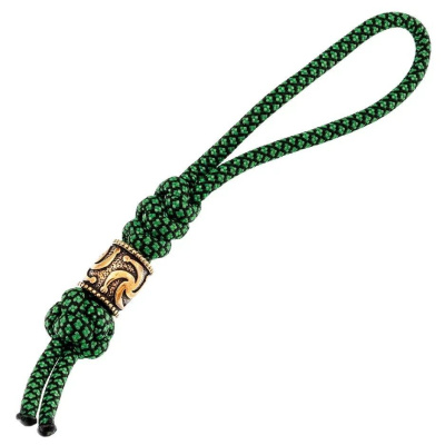 Темляк малый с бусиной "Символ Рода", зеленый