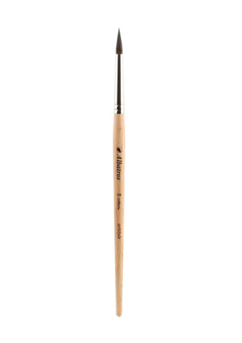 Кисть соболь №5 круглая Альбатрос "Artstyle" короткая ручка, бук
