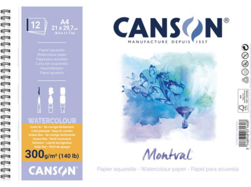 Альбом для акварели на спирали Canson "Montval" Fin 21х29,7 см 12 л 300 г