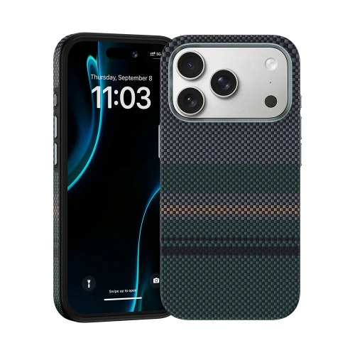 Чехол-накладка Benks ArmorPro Aurora для iPhone 17 Pro Max кевлар (сине-зеленый)